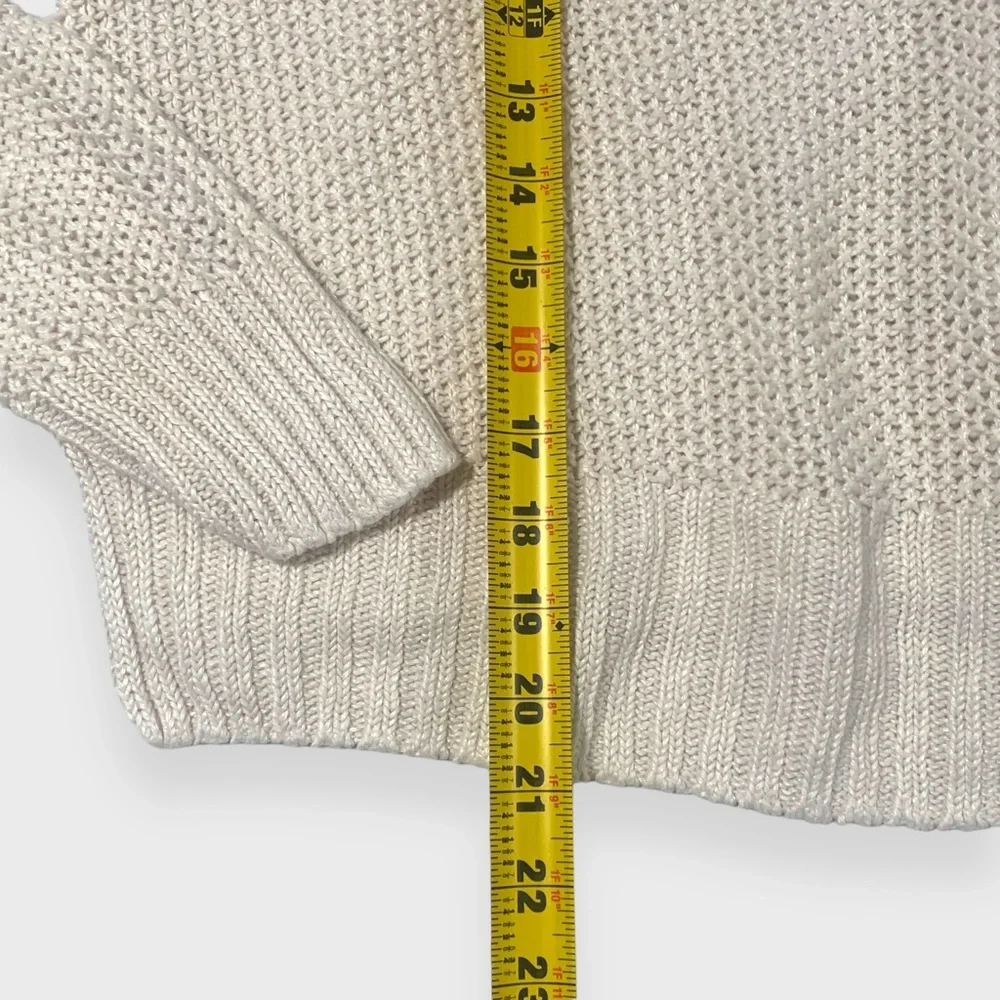 J. Crew Sweater White Crew Neck | Cropped 3/4 Sleeve | Womens Size X-Large